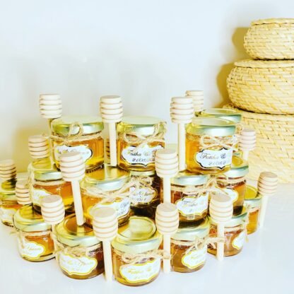 Pots de miel personnalisés étiquettes dorés+ cuillère en bois - Image 3