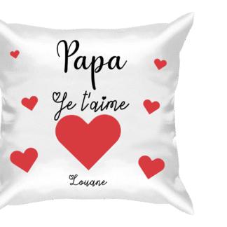 Coussin personnalisé Papa je t'aime avec cœurs