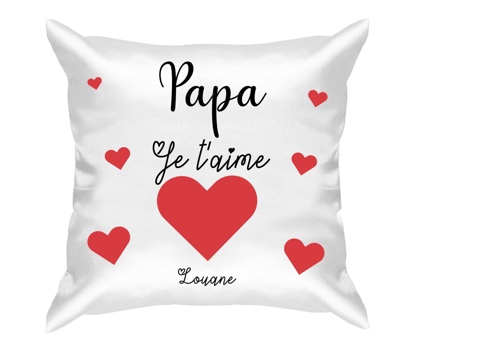 Coussin personnalisé Papa je t'aime avec cœurs